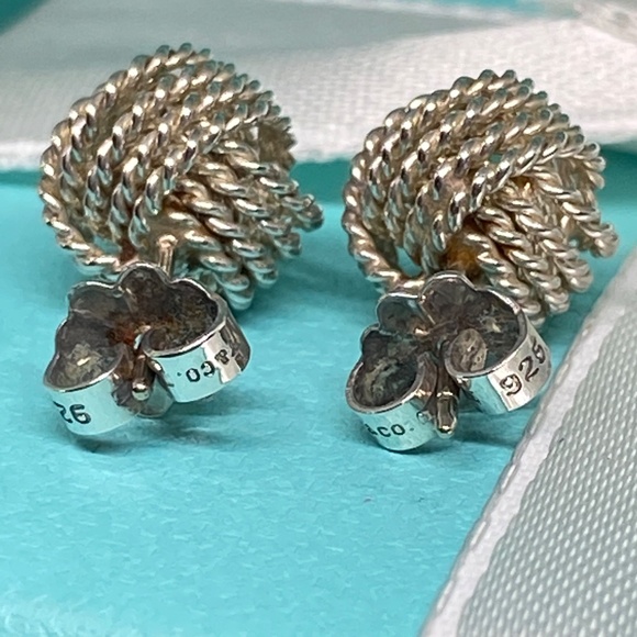 Tiffany Co twist know earrings excellent 925 with box MSRP $550 - Picture 4 of 6